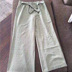 NYC Light Green Wide-Leg Pants